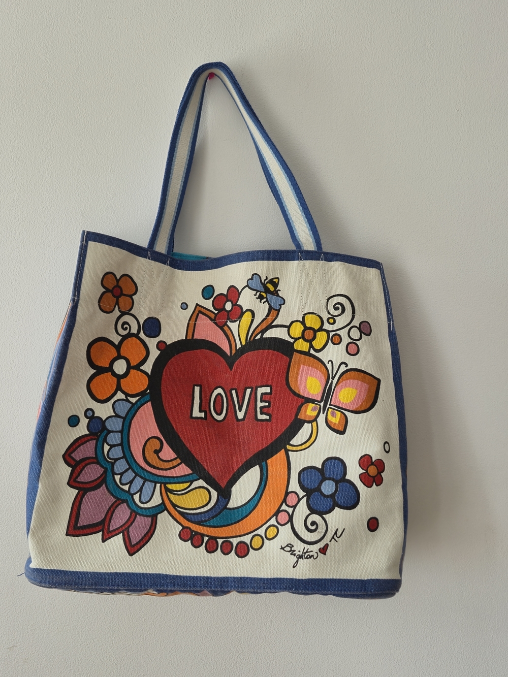 Brighton Canvas Tote, Multicolor Floral Artwork, Spring Summer